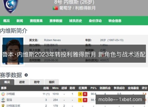 鲁本·内维斯2023年转投利雅得新月 新角色与战术适配
